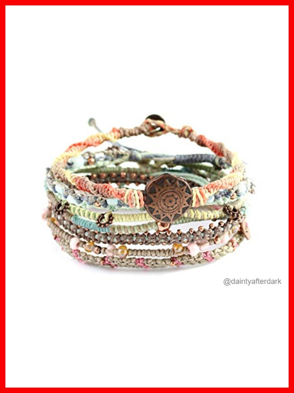 Wakami Earth Charm Bracelet Stack - Boho Handmade Beaded Wrap Bracelets for